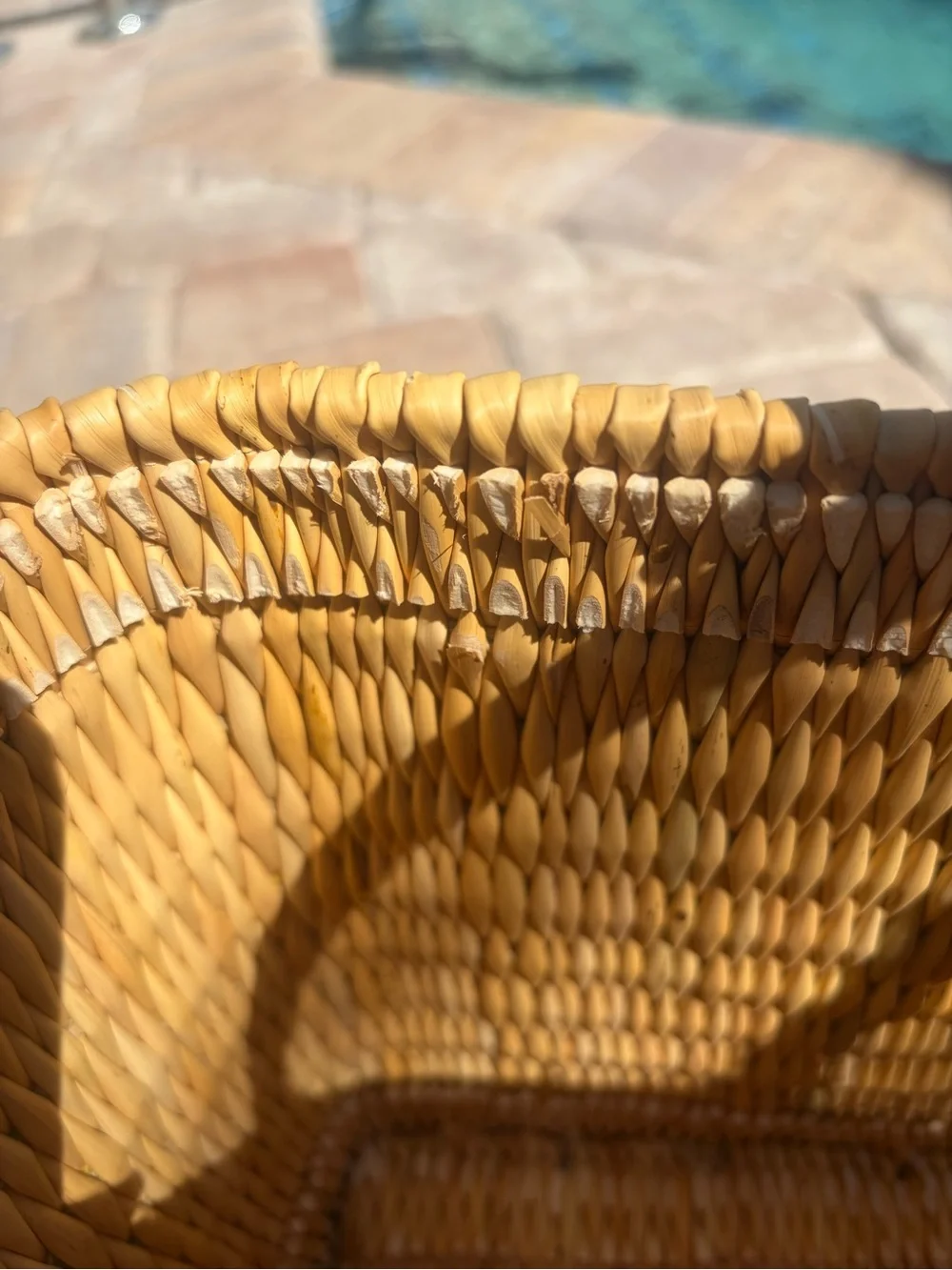 Vintage Wicker Woven Tote with Black Leather Handles
